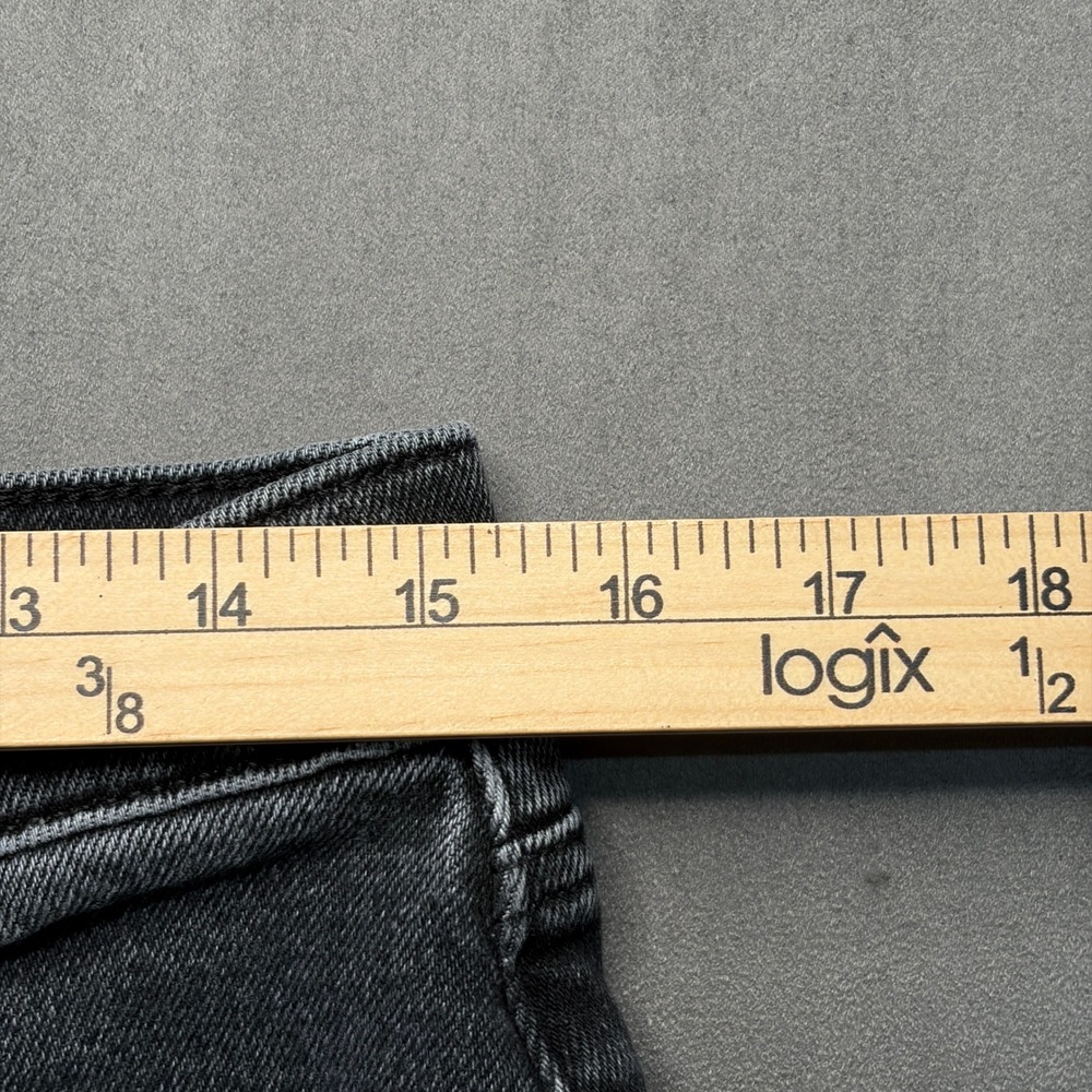 LOFT The Wide Leg Jeans Womens 30/10 Black High Rise Raw Hem Frayed Faded Denim - Picture 8 of 11